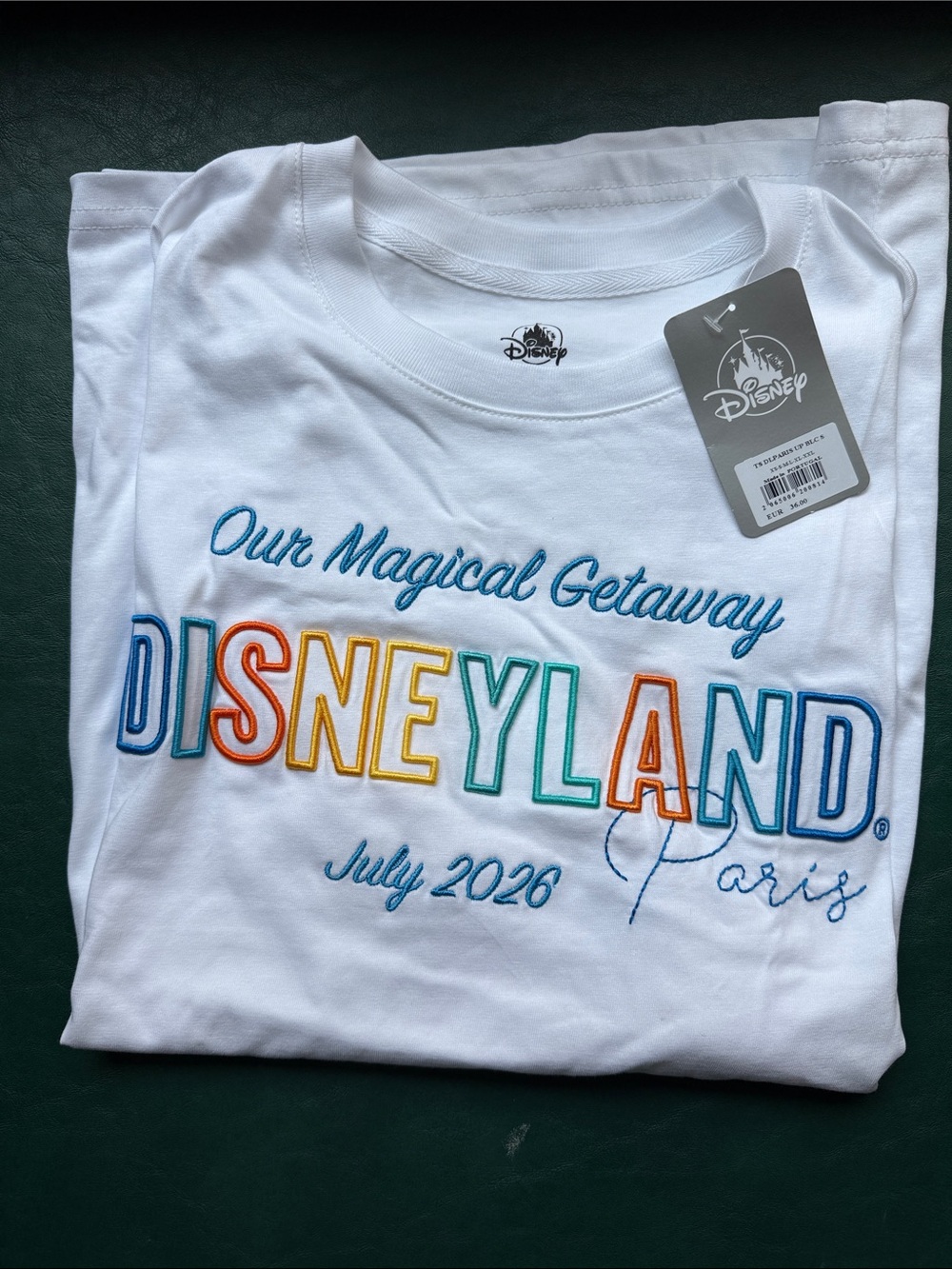 Disneyland White Short-Sleeve Tee - Our Magical Getaway embroidery